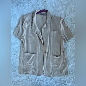 12th Tribe Beach Waves Linen Shirt in Light Tan